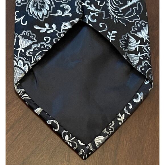 Ferre Massino Black Gray Hand Made 100% Silk Made In China Long - Picture 2 of 9